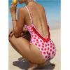 imageVerdusa Womens Ruffled Open Back Spaghetti Strap One Piece Swimsuit SwimwearStrawberry