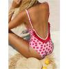 imageVerdusa Womens Ruffled Open Back Spaghetti Strap One Piece Swimsuit SwimwearStrawberry
