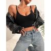 imageVerdusa Womens Scoop Neck Spaghetti Strap Seamless Bra Top Crop BraletteBlack Longline