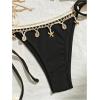 imageVerdusa Womens Sexy Halter Triangle Tie Side Bikini Set Ribbed Swimsuits 2 Piece Bathing SuitBlack