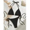 imageVerdusa Womens Sexy Halter Triangle Tie Side Bikini Set Ribbed Swimsuits 2 Piece Bathing SuitBlack