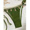 imageVerdusa Womens Sexy Halter Triangle Tie Side Bikini Set Ribbed Swimsuits 2 Piece Bathing SuitDark Green