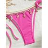 imageVerdusa Womens Sexy Halter Triangle Tie Side Bikini Set Ribbed Swimsuits 2 Piece Bathing SuitHot Pink