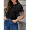 imageVerdusa Womens Short Sleeve Fringe Tops Tassel Trim Cowgirl Shirts Western OutfitsBlack