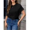 imageVerdusa Womens Short Sleeve Fringe Tops Tassel Trim Cowgirl Shirts Western OutfitsBlack
