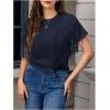 imageVerdusa Womens Short Sleeve Fringe Tops Tassel Trim Cowgirl Shirts Western OutfitsDark Blue
