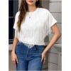imageVerdusa Womens Short Sleeve Fringe Tops Tassel Trim Cowgirl Shirts Western OutfitsWhite