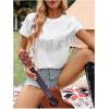 imageVerdusa Womens Short Sleeve Fringe Tops Tassel Trim Cowgirl Shirts Western OutfitsWhite and Silvery