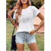 imageVerdusa Womens Short Sleeve Fringe Tops Tassel Trim Cowgirl Shirts Western OutfitsWhite and Silvery