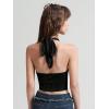 imageVerdusa Womens Sleeveless Halter Neck Lace Up Front Tie Back Crop TopBlack