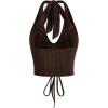 imageVerdusa Womens Sleeveless Halter Neck Lace Up Front Tie Back Crop TopDark Brown