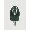 imageVerdusa Womens Sleeveless Halter Neck Lace Up Front Tie Back Crop TopDark Green