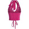 imageVerdusa Womens Sleeveless Halter Neck Lace Up Front Tie Back Crop TopHot Pink