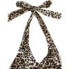 imageVerdusa Womens Sleeveless Halter Neck Lace Up Front Tie Back Crop TopLeopard Brown