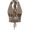 imageVerdusa Womens Sleeveless Halter Neck Lace Up Front Tie Back Crop TopLeopard Brown