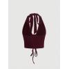 imageVerdusa Womens Sleeveless Halter Neck Lace Up Front Tie Back Crop TopMaroon