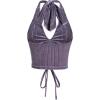 imageVerdusa Womens Sleeveless Halter Neck Lace Up Front Tie Back Crop TopPurple