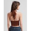 imageVerdusa Womens Sleeveless Halter Neck Lace Up Front Tie Back Crop TopRust Brown