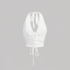 imageVerdusa Womens Sleeveless Halter Neck Lace Up Front Tie Back Crop TopWhite