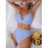 imageVerdusa Womens Striped High Waist Bikini Sets Swimsuit 2 Piece Bathing SuitsBlue and White