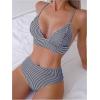 imageVerdusa Womens Striped High Waist Bikini Sets Swimsuit 2 Piece Bathing SuitsDark Blue and White