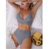 imageVerdusa Womens Striped High Waist Bikini Sets Swimsuit 2 Piece Bathing SuitsDark Blue and White