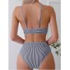 imageVerdusa Womens Striped High Waist Bikini Sets Swimsuit 2 Piece Bathing SuitsDark Blue and White