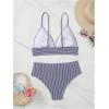 imageVerdusa Womens Striped High Waist Bikini Sets Swimsuit 2 Piece Bathing SuitsDark Blue and White