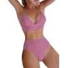 imageVerdusa Womens Striped High Waist Bikini Sets Swimsuit 2 Piece Bathing SuitsRed and White