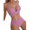 imageVerdusa Womens Striped High Waist Bikini Sets Swimsuit 2 Piece Bathing SuitsRed and White
