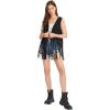 imageVerdusa Womens Tassel Sleeveless Vest 70s Hippie Faux Suede Fringe Jacket CardiganBlack