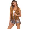 imageVerdusa Womens Tassel Sleeveless Vest 70s Hippie Faux Suede Fringe Jacket CardiganBrown