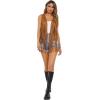 imageVerdusa Womens Tassel Sleeveless Vest 70s Hippie Faux Suede Fringe Jacket CardiganBrown