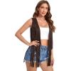 imageVerdusa Womens Tassel Sleeveless Vest 70s Hippie Faux Suede Fringe Jacket CardiganChocolate Brown