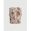 imageVerdusa Womens Tie Front Jacquard Vest Waistcoat Boho Sleeveless JacketBeige Flower