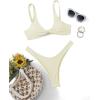 imageVerdusa Womens Twist Front High Cut Thong Two Piece Bikini Set SwimsuitBeige