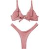 imageVerdusa Womens Twist Front High Cut Thong Two Piece Bikini Set SwimsuitDusty Pink
