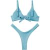 imageVerdusa Womens Twist Front High Cut Thong Two Piece Bikini Set SwimsuitLight Blue