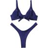 imageVerdusa Womens Twist Front High Cut Thong Two Piece Bikini Set SwimsuitNavy Blue