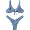 imageVerdusa Womens Twist Front High Cut Thong Two Piece Bikini Set SwimsuitSlate Blue