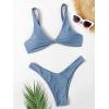 imageVerdusa Womens Twist Front High Cut Thong Two Piece Bikini Set SwimsuitSlate Blue