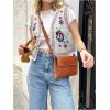 imageVerdusa Womens Vintage Embroidery Vest Top Open Front Sleeveless Cropped Cardigan Boho Cowgirl Vest JacketApricot
