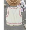 imageVerdusa Womens Vintage Embroidery Vest Top Open Front Sleeveless Cropped Cardigan Boho Cowgirl Vest JacketApricot