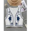 imageVerdusa Womens Vintage Embroidery Vest Top Open Front Sleeveless Cropped Cardigan Boho Cowgirl Vest JacketWhite Blue