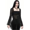 imageVerdusa Womens Y2K Bell Sleeve Square Neck Ruched Blouse Goth Lace TopsBlack1