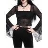 imageVerdusa Womens Y2K Bell Sleeve Square Neck Ruched Blouse Goth Lace TopsBlack1