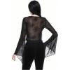 imageVerdusa Womens Y2K Bell Sleeve Square Neck Ruched Blouse Goth Lace TopsBlack1