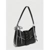 imageVerdusa Womens Y2K Coquette Bow Tie Vintage Shoulder Bags Lace PU Leather Kawaii Purse HandbagBlack