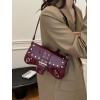 imageVerdusa Womens Y2K Coquette Bow Tie Vintage Shoulder Bags Lace PU Leather Kawaii Purse HandbagBurgundy