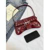 imageVerdusa Womens Y2K Coquette Bow Tie Vintage Shoulder Bags Lace PU Leather Kawaii Purse HandbagBurgundy